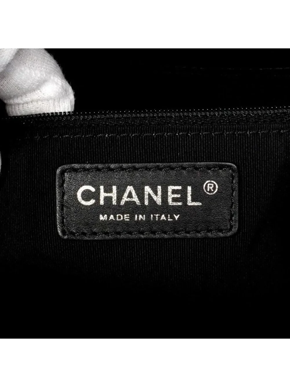 Chanel Tote Bag Quilted Lambskin Black Silver